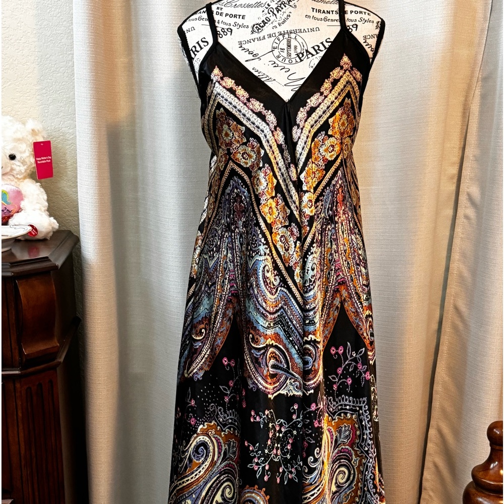 Black pattern silk dress